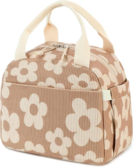 Bluboon Lunch Bag for Women Men Cute Corduroy Lunch Tote Bags Reusable Insulated Lunch Box Large Capacity Reusable Insulated Cooler for Work Picnic or Travel