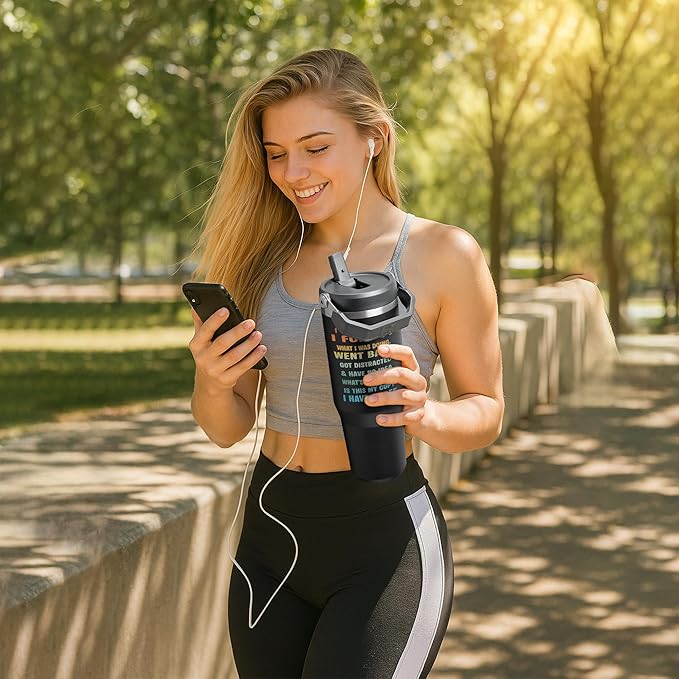 Funny 30oz Tumbler – “I Came. I Saw. I Forgot.” Stainless Steel Insulated Travel Mug – Humorous Gift for Coworkers, Friends, Men & Women – Coffee Cup with Handle Lid