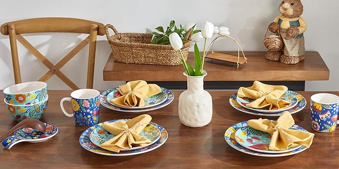 Bico Alice in Dreamland Salad Plates Set of 4, 8.75 Inch Ceramic Dessert Plates for Salad, Appetizer, Side Dishes, Microwave and Dishwasher Safe, Gift for Housewarming and Thanksgiving