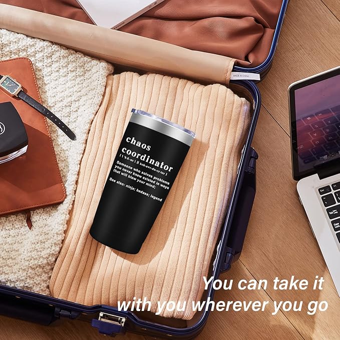 Chaos Coordinator Tumbler Cup,Christmas Gifts for Women,Unique Idea for Employee,Nurse,Boss Lady,Teacher,Office,Gifts for Women,Mom,Coworker,Birthday Gift,Thank You,20 oz Black Mug