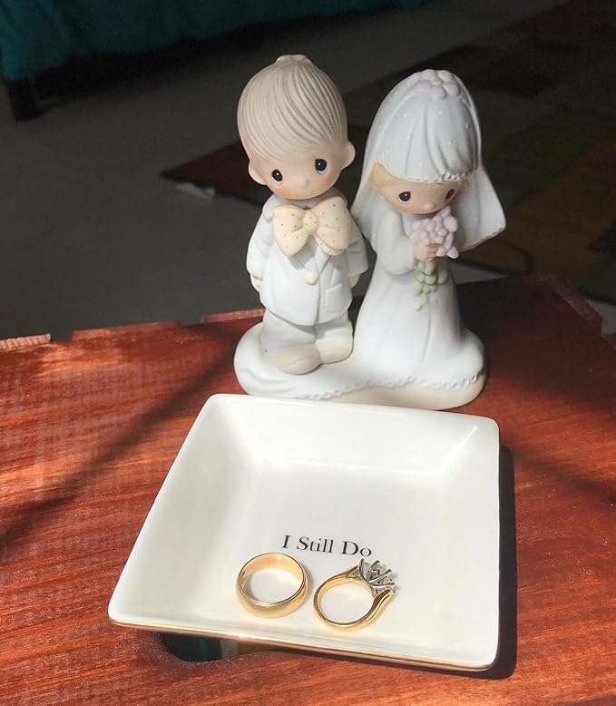 Simply Charmed I Still Do Gift for Wife or Husband – Aniversary Gift - Ceramic Jewelry Dish or Ring Holder – Elegant Trinket Tray