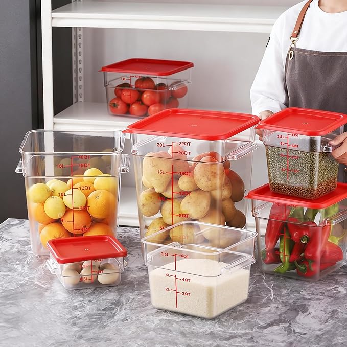 4 Pack 8 Quart Square Clear Food Storage Containers with Lids Cereal Containers Storage Airtight Food Storage Containers for Restaurant Kitchen Home