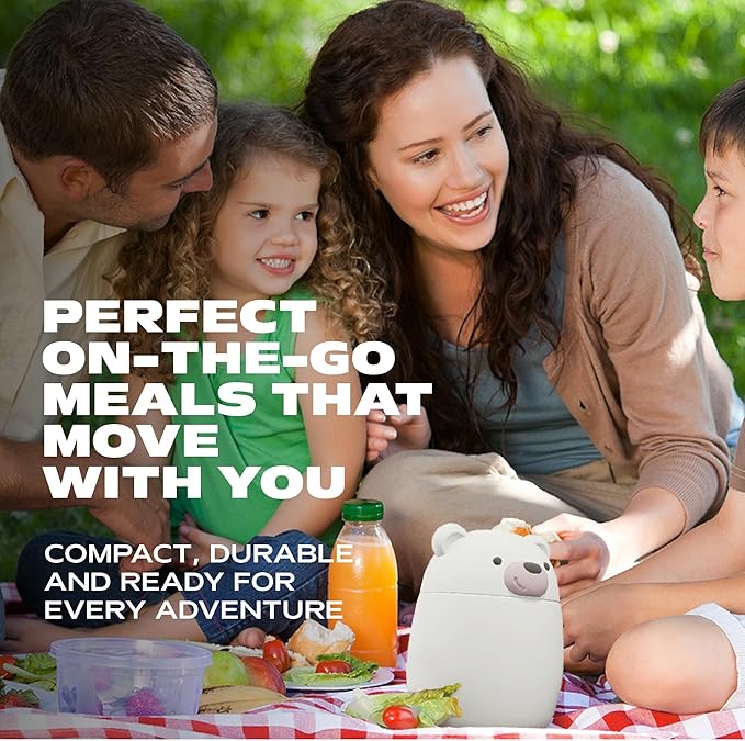 Bestie Foodie Kids Insulated Food Jar – Cute Character Lunch Container for Children, BPA-Free Stainless Steel, Leakproof & Vacuum Sealed, Keeps Food Hot or Cold, Easy to Clean, 16oz