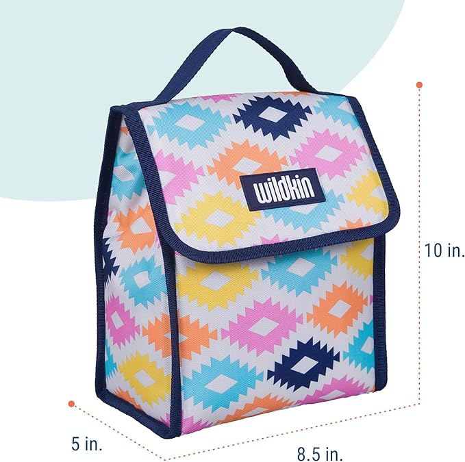 Wildkin Kids Insulated Lunch Bag – Reusable, Ideal for Hot/Cold Snacks, School & Travel - Aztec