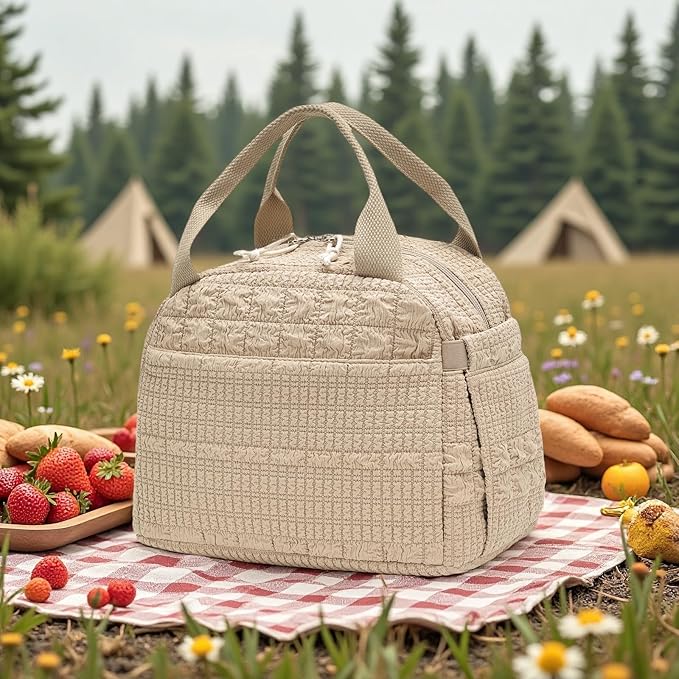 Bluboon Lunch Bag for Women Men Cute Corduroy Lunch Tote Bags Reusable Insulated Lunch Box Large Capacity Reusable Insulated Cooler for Work Picnic or Travel