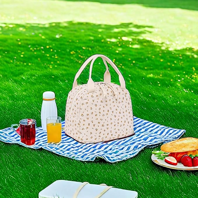 BTOOP Lunch Box for Women Men Cute Corduroy Lunch Bags Large Capacity Insulated Lunch Tote Bag For Work Travel Or Picnic