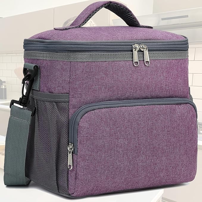 Unisex Insulated Lunch Bag, Purple, 10.2" x 7.5" x 9"