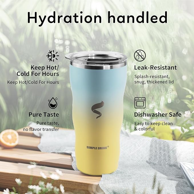 20Oz Insulated Tumbler With Straw And Lid,Spill Proof Tumbler for Iced Coffee And Hot Beverage, Double Wall Vacuum Travel Mug,Stainless Steel Straws for Tumbler, Yellow