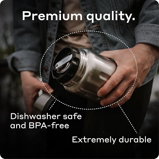 BOBBER 24 oz Insulated Stainless Steel Thermos for Hot Food with Extra-Wide Mouth, Built-in Spoon and Bowl – Keeps Food Hot for 14 Hours and Cold for 20 Hours (Matte)