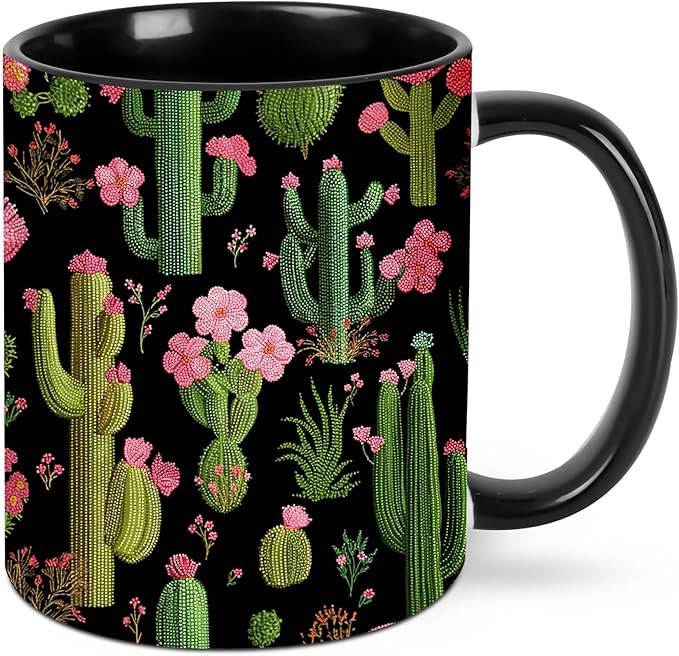 Yrebyou Cactus Coffee Mug Funny Tea Cup Ceramic Mugs 11OZ with Handle Gifts for Women Men Home Office Decor