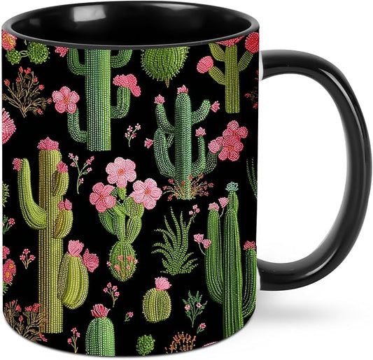 Yrebyou Cactus Coffee Mug Funny Tea Cup Ceramic Mugs 11OZ with Handle Gifts for Women Men Home Office Decor