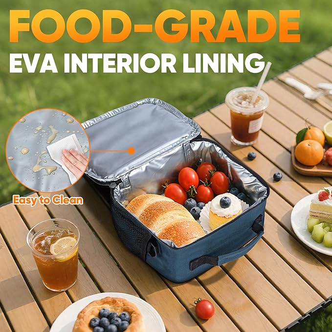 BALEINE Insulated Lunch Bag for Men Women, Leakproof Cooler Bag with Adjustable Shoulder Strap for Work Picnic, Lunch Box for Women Men (Small, Blue)