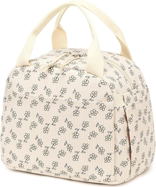 Bluboon Lunch Bag for Women Men Cute Corduroy Lunch Tote Bags Reusable Insulated Lunch Box Large Capacity Reusable Insulated Cooler for Work Picnic or Travel