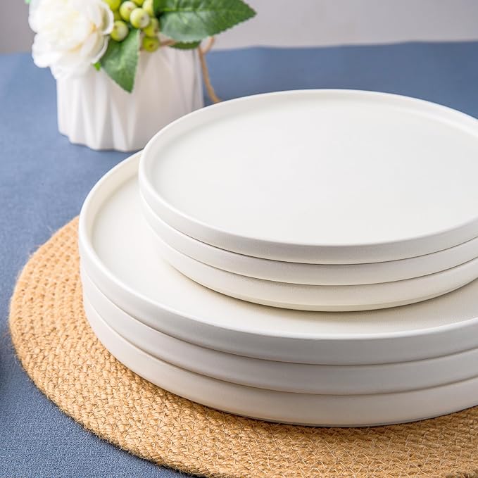 AmorArc Stoneware Dinnerware Sets for 4,Reactive Ceramic Plates and Bowls Set,Highly Chip and Crack Resistant | Dishwasher & Microwave Safe | Round Dishes Set Service for 4 (12pc)