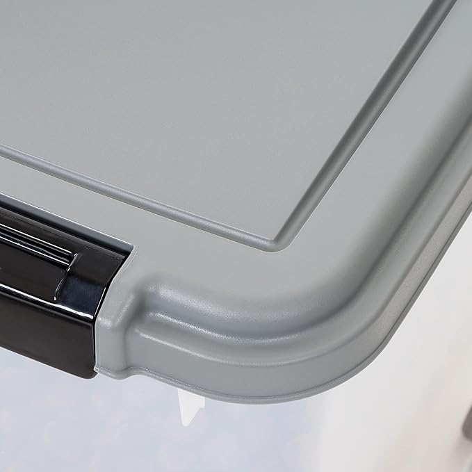 Amazon Basics Airtight Dog Food Storage Container with Scoop and Wheels, 69 QT, Gray