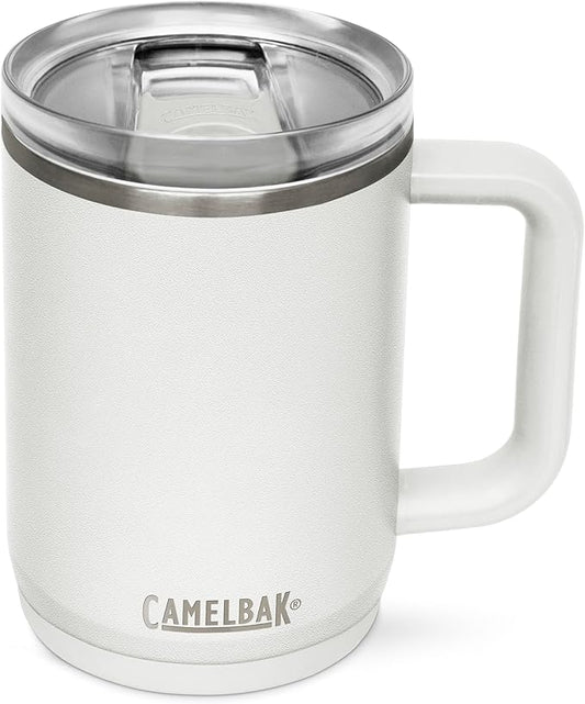 CamelBak Thrive Leak-Proof 16 oz Mug, Insulated Stainless Steel - For travel, coffee, tea, hot beverages - Spill Proof - Cup-holder Compatible, White