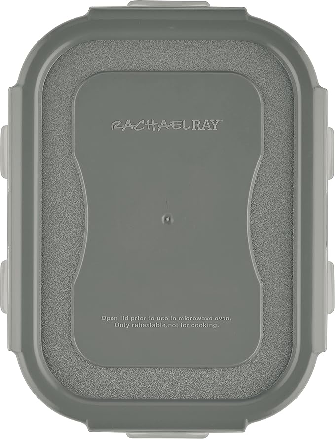 Rachael Ray Leak-Proof Stacking Container Food Storage Bin Set, 30-Piece, Clear with Gray Lids