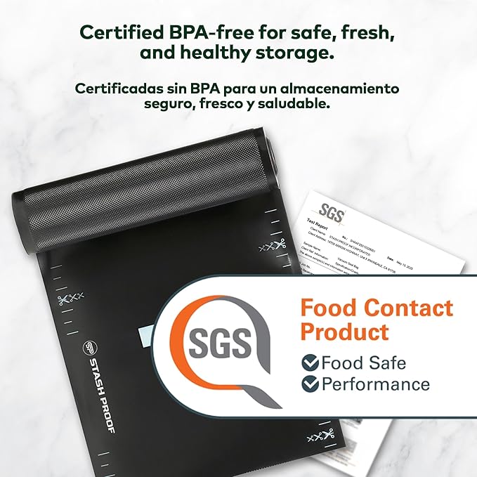 Vacuum Seal Rolls 11" x 25' 2 Pack (50 Feet Total) (Black and Black) 5.5 Mil - BPA Free Commerical Grade Food Saver for Storage, Sous Vide, and Meal Prep Sealer Bag