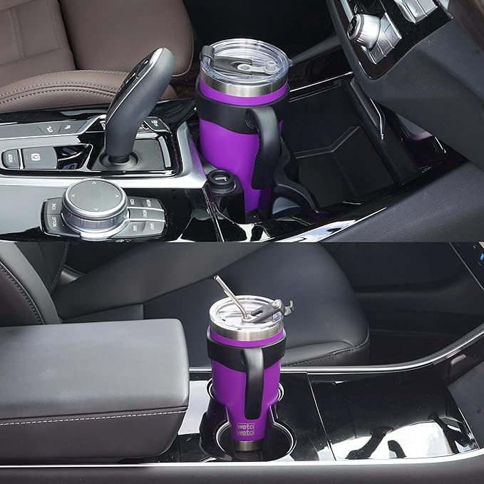 WETOWETO 20oz Tumbler with 2 lids and 2 straws, Stainless Steel Vacuum Insulated Water Coffee Tumbler Cup, Double Wall Powder Coated Spill-Proof Travel Mug Thermal Cup (Purple, 1 Pack)