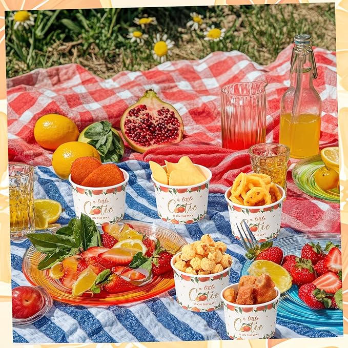 50 Pack Little Cutie Ice Cream Cups 9 oz a Little Cutie Is on The Way Baby Shower Disposable Dessert Bowls Paper Soup Bowls Orange Snack Cups for Hot or Cold Food Birthday Party Supplies