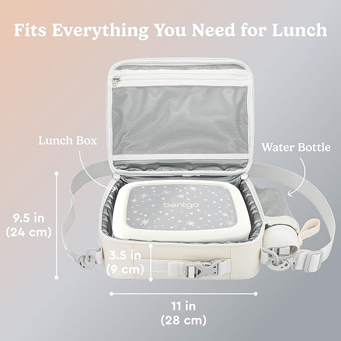 Bentgo Kids Lunch Bag (Whimsy & Wonder Collection) - Durable, Double-Insulated Lunch Bag for Kids 3+; Holds Lunch Box/Water Bottle/Snacks; Water-Resistant Fabric & Zip Pockets (Starry Sprinkle)