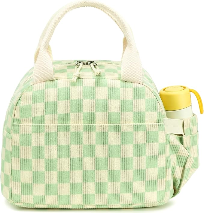 Bluboon Lunch Box for Women men Insulated Cute Corduroy Lunch bag, Reusable Cooler Bag for Work, Picnic, Travel