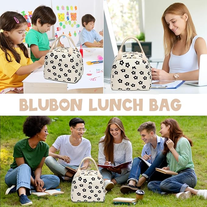 Bluboon Lunch Box for Women Cute Lunch Bag Reusable Insulated Lunch Bags Large Capacity Lunchbox Cooler for Work Picnic or Travel
