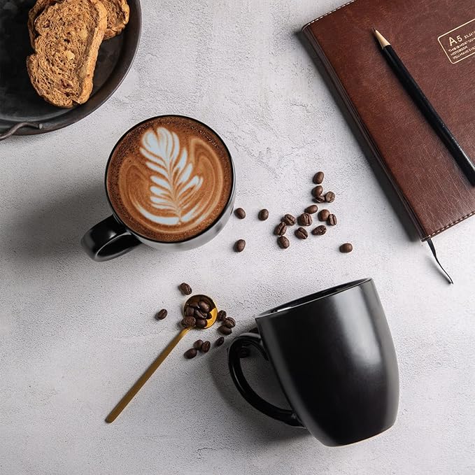 AmorArc 12 oz Coffee Mugs, Matte Coffee Cups with Large Handle for Man, Woman, Ceramic Coffee Mugs Set of 12 for Latte/Cappuccino/Cocoa/Milk, Dishwasher & Microwave Safe, Multi-Color