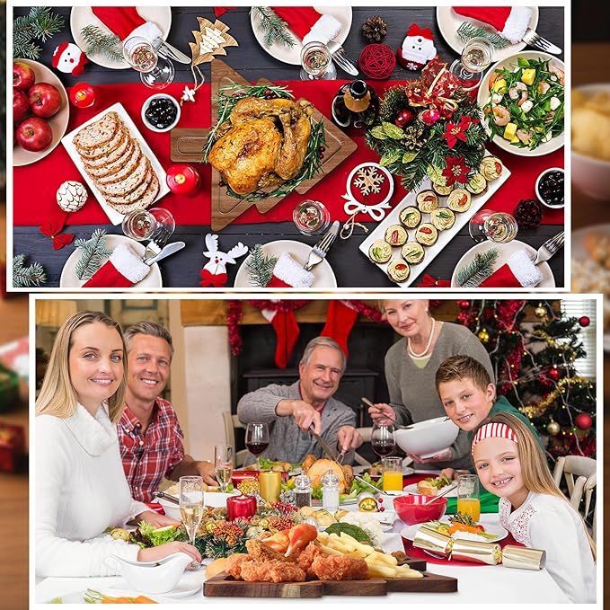 12 Pcs Christmas Appetizer Platter 12 Inch Cutting Board Acacia Serving Trays Wood Charcuterie Board Tray Snack Dessert Candy Dish Plate for Kitchen Gifts (Christmas Tree)