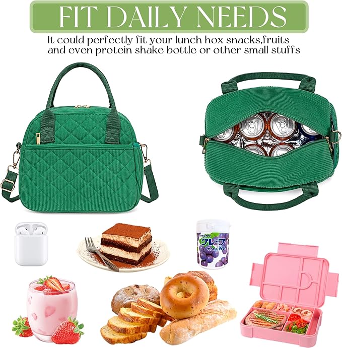 CAMTOP Lunch Box for Women Men Insulated Lunch Bag Lunch Tote Bag Leakproof Thermal Cooler Large Capacity for Travel Work School Picnic (Z-Green)