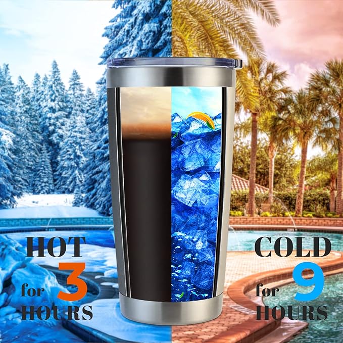 DOMICARE 20oz Stainless Steel Tumbler Bulk with Lid, Double Wall Vacuum Insulated Travel Mug, Powder Coated Coffee Cup, Stainless Steel, 8 Pack