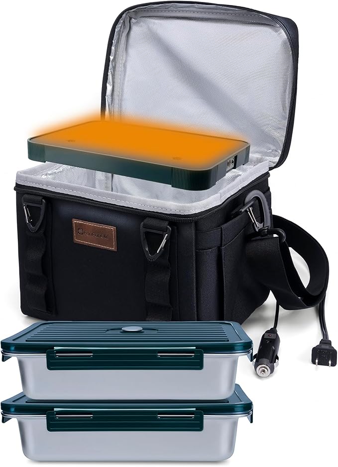 Portable Oven Food Warmer, 12V/24V/110V Electric Lunch Box Food Heater - Mini Personal Microwave Heated Lunch Box for for Truck, Car,Travel, Work & Home Use