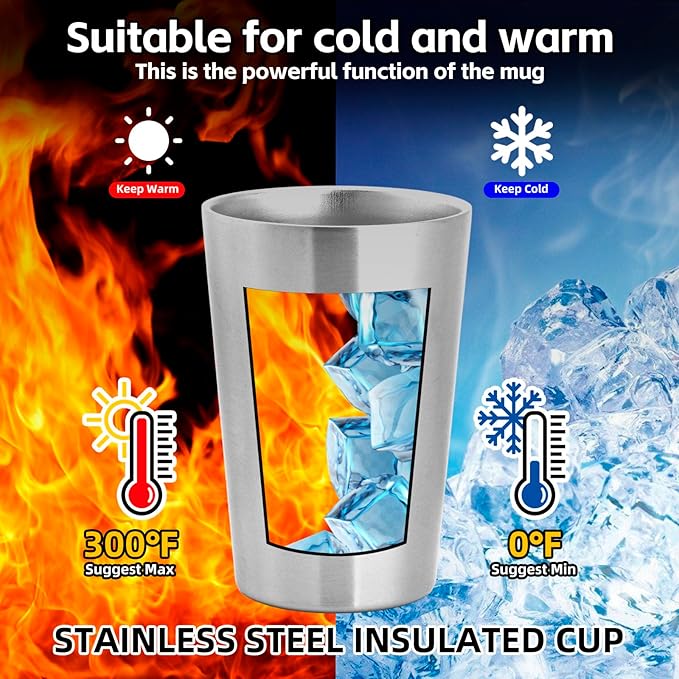 10 Pack 12 oz Stainless Steel Insulated Cup, Double Wall Vacuum Small Metal Cup, Reusable Camping Cups Unbreakable Indoor Outdoor for Party, Home, Office, BBQ, Sliver