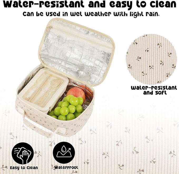 Bluboon Kids Girls Lunch Bag Insulated Lunch Box for school Corduroy Lunch Cooler Organizer School Kids Lunch Tote