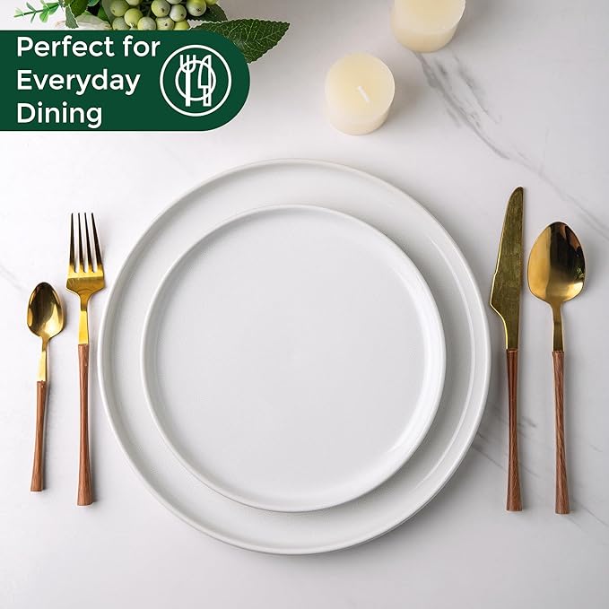 AmorArc Stoneware Dinnerware Sets,Round Reactive Glaze Plates and Bowls Sets,Highly Scratch Resistant | Dishwasher & Microwave Safe Dishes Set,Service for 6 (18pc)