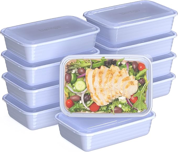 Bentgo Prep - 20-Piece 1-Compartment Reusable Meal Prep Containers with Lids, PFAS & BPA Free Materials, Durable, Microwave, Freezer, & Dishwasher Safe To Go Food Storage (Periwinkle)
