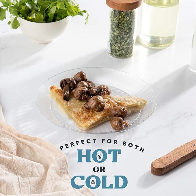 PLASTICPRO 30 Pack Crystal Like Clear Disposable 7 inch Plastic Plates Dinner Dishes Plates for Special Occasions Parties