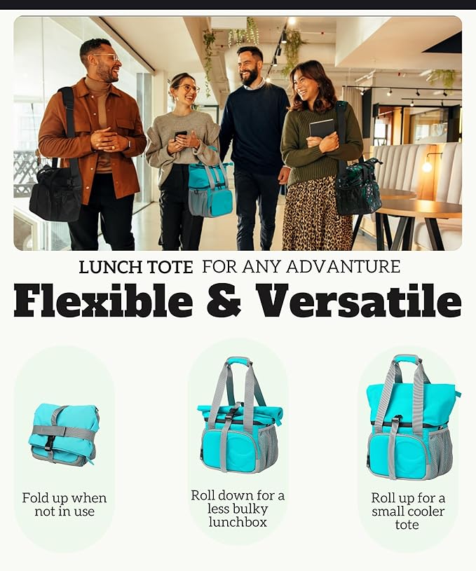 SUNNY BIRD Dual Compartment Lunch Bag Insulated Lunch Box for Women and Men (Aqua Blue 01)