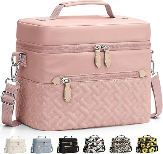 Capolo Lunch Box for Women Men Adults,Insulated Lunch Bag Leakproof Lunch Cooler Box with Removable Strap Cute Lunch Tote Bags Reusable Thermal Lunchbox for School Work Picnic(Small,Pink)