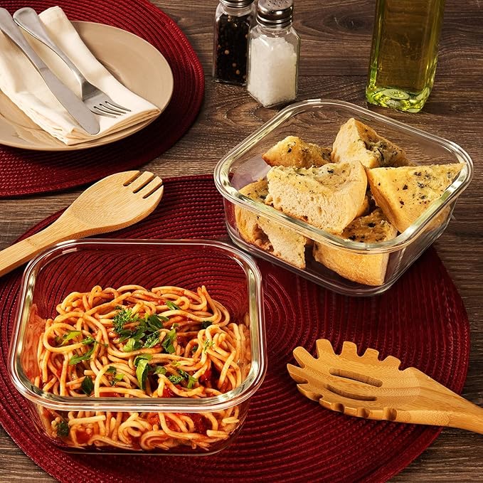 Razab 2 PC 1200ML / 42 Oz Glass Food Storage Containers with Lids - Airtight & Leakproof - Microwave/Oven/Freezer Safe - BPA Free - Ideal for Meal Prep, Storing Leftover & Lunch