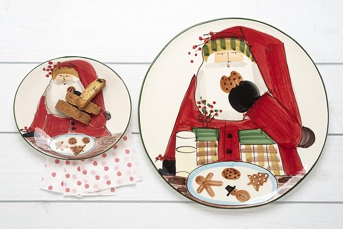 Vietri Old St. Nick Cookie Platter, Handmade Earthenware Serving Plate