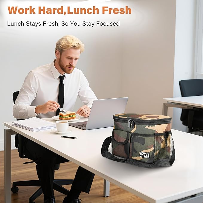 Tirrinia Insulated Lunch Bag for Women Men, Leakproof Lunch Box Containers for Adult, Work, School, Soft Lunchbox for Kids,Boys, Adult Cooler Bag for Picnic Hiking Beach,Camo