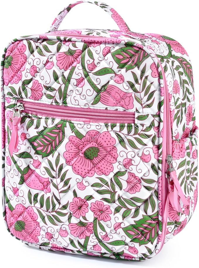 Aileam Lunch Box Lunch Bag for Women Cute Girls Lunch Box Insulated Womens Lunch Bag For Work Quilted Large Capacity Reusable Insulated Cooler for Work School Picnic Travel, Vintage Flower