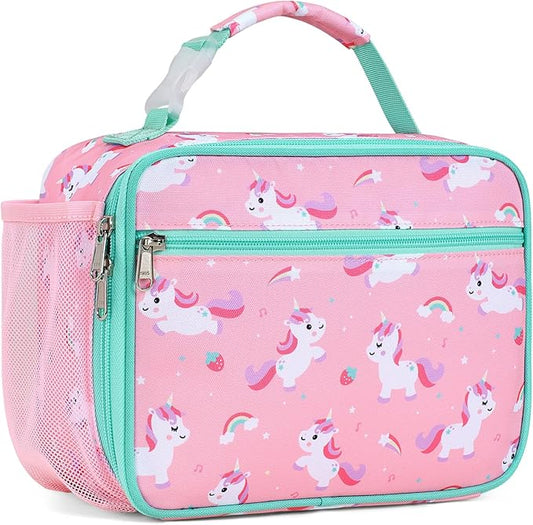 Bagseri Lunch Bag for Kids - Insulated Lunch Box for Girls Leak-Proof and Reusable Lunch Bag for Girls Toddler Lunch Box for Daycare and School, Pink Cute Unicorn