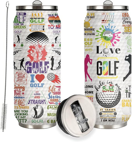Golf Tumbler Cup With Lid - Travel Mug, Birthday Gifts for Golf Lovers, Stainless Steel Vacuum Coffee Cup for Women Men, 17 Oz