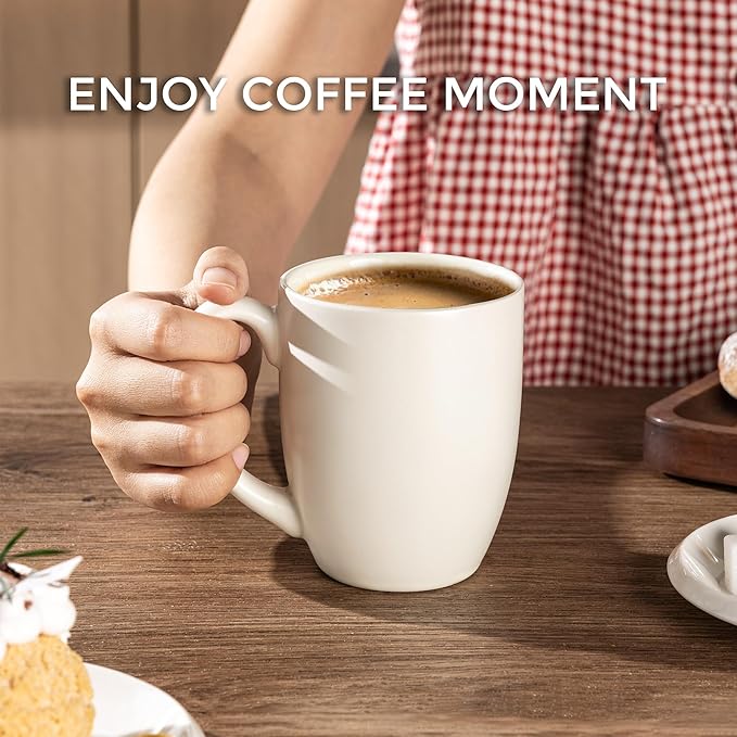 AmorArc 12 OZ Coffee Mugs, Matte Coffee Cups with Large Handle for Man, Woman, Ceramic Coffee Mugs Set of 12 for Latte/Cappuccino/Cocoa/Milk, Dishwasher & Microwave Safe