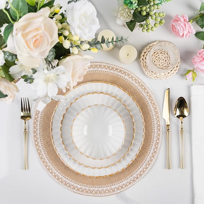 GBHOME Stoneware Dinnerware Sets for 4,Handcrafted Embossed Design Reactive Glaze Ceramic Plates and Bowls, Dishwasher and Microwave Safe, Service for 4(12pcs)