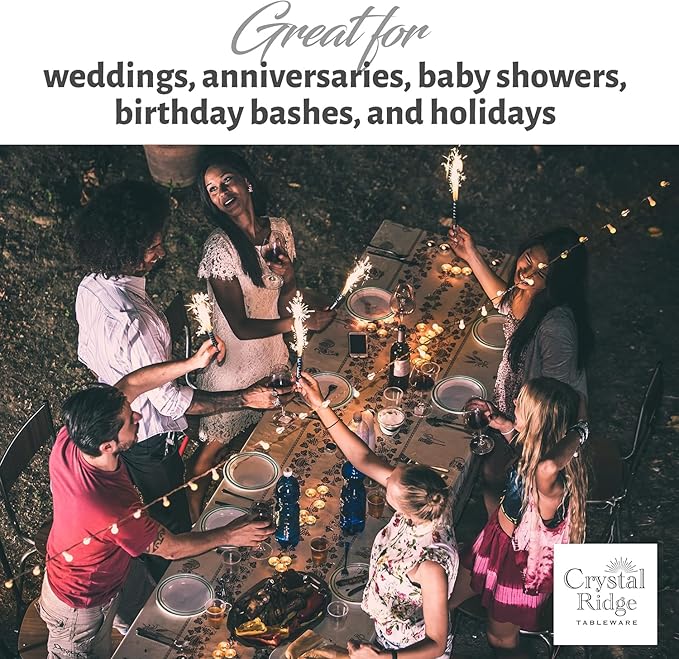 60 Pieces White Plastic Disposable Plates - Premium Heavy-Duty 30 Dinner Plates & 30 Salad Plates with Hunter Green Rim Ideal for Party, Birthday and Special Events