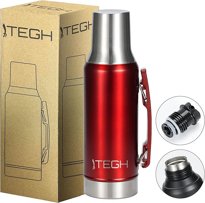 TEGH 40 oz insulated water bottle | vacuum insulated wide mouth water bottle | leakproof travel bottle | BPA-free stainless steel sports water bottle | hot and cold beverage bottle