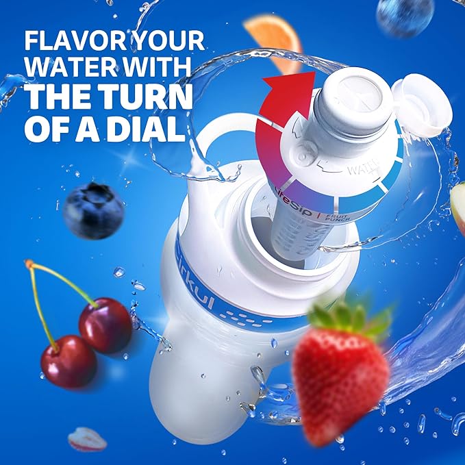 Cirkul 32oz. Matte Periwinkle Stainless Steel Water Bottle Starter Kit with Periwinkle Lid, 2 Flavor Cartridges (1 LifeSip Blackberry Blueberry, 1 GoSip Berry Blue Punch) No Sugar, Zero Calorie Drink Mix